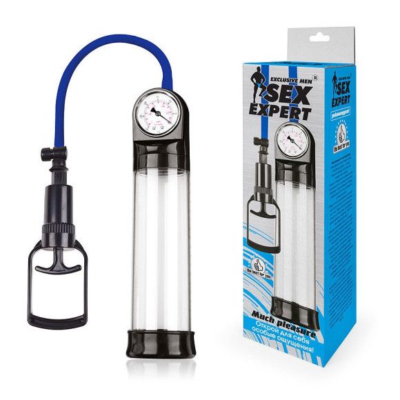 Прозрачная вакуумная помпа Sex Expert с манометром Прозрачная вакуумная помпа Sex Expert с манометром
