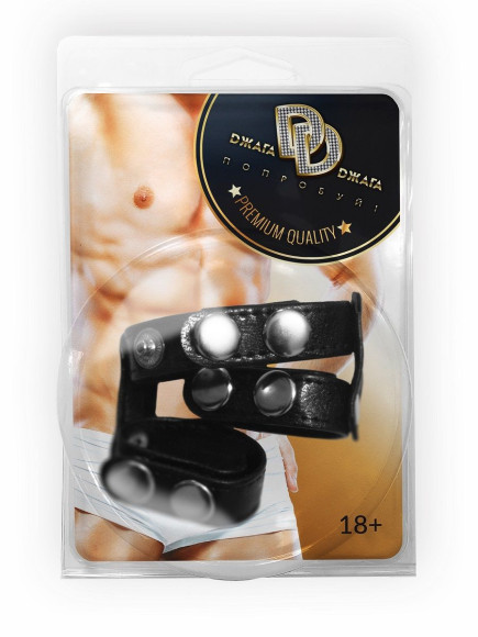 Черное эрекционное лассо на пенис и мошонку на заклепках Черное эрекционное лассо на пенис и мошонку на заклепках