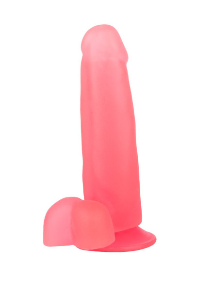 Нежно-розовый фаллоимитатор с мошонкой на присоске - 16,5 см. Нежно-розовый фаллоимитатор с мошонкой на присоске - 16,5 см.
