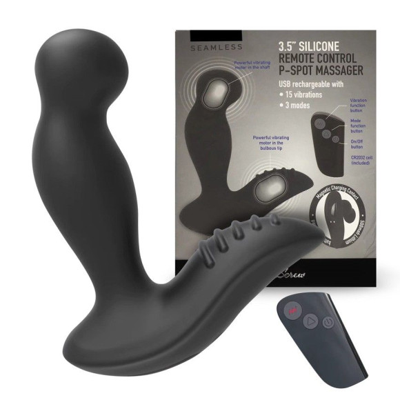 Черный вибромассажер простаты 3,5’’ Remote Control P-spot Massager - 12,5 см. Черный вибромассажер простаты 3,5’’ Remote Control P-spot Massager - 12,5 см.