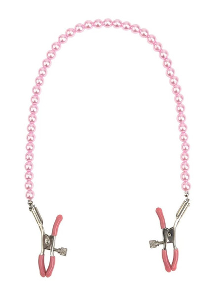 Зажимы на соски с розовыми бусами Зажимы на соски с розовыми бусами