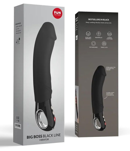 Чёрный вибратор Big Boss Black Line - 23,5 см. Чёрный вибратор Big Boss Black Line - 23,5 см.
