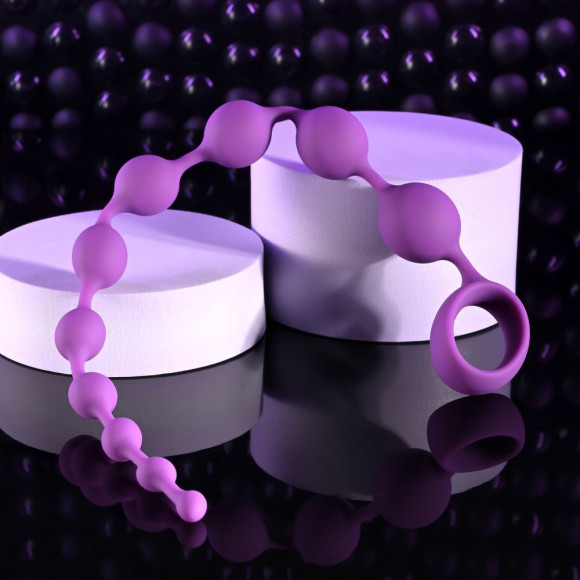 Лиловая анальная цепочка Beaded Adventure - 35,5 см. Лиловая анальная цепочка Beaded Adventure - 35,5 см.