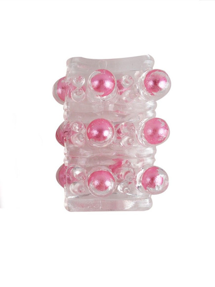 Прозрачная сквозная насадка на пенис с цветными шариками Прозрачная сквозная насадка на пенис с цветными шариками