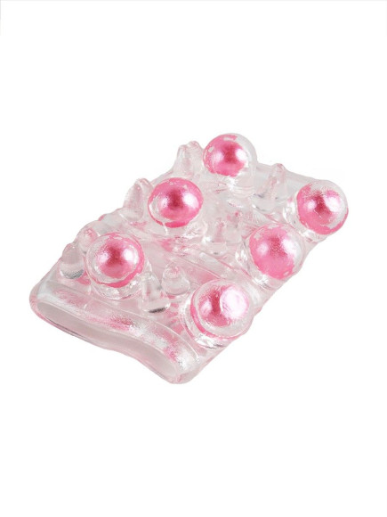 Прозрачная сквозная насадка на пенис с цветными шариками Прозрачная сквозная насадка на пенис с цветными шариками