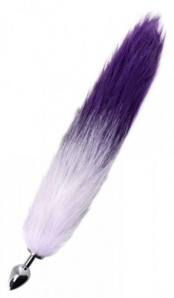 Серебристая анальная пробка с фиолетово-сиреневым хвостом Серебристая анальная пробка с фиолетово-сиреневым хвостом
