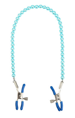 Зажимы на соски с голубыми бусами Зажимы на соски с голубыми бусами