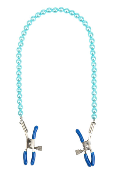 Зажимы на соски с голубыми бусами Зажимы на соски с голубыми бусами