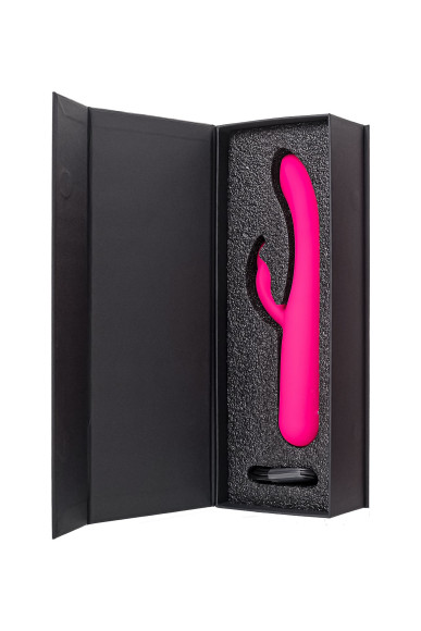 Ярко-розовый вибратор с клиторальной стимуляцией Rablock - 23,5 см. Ярко-розовый вибратор с клиторальной стимуляцией Rablock - 23,5 см.