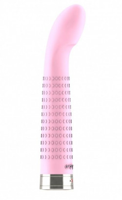 Розовый вибратор с загнутым кончиком Jet - 16,9 см.