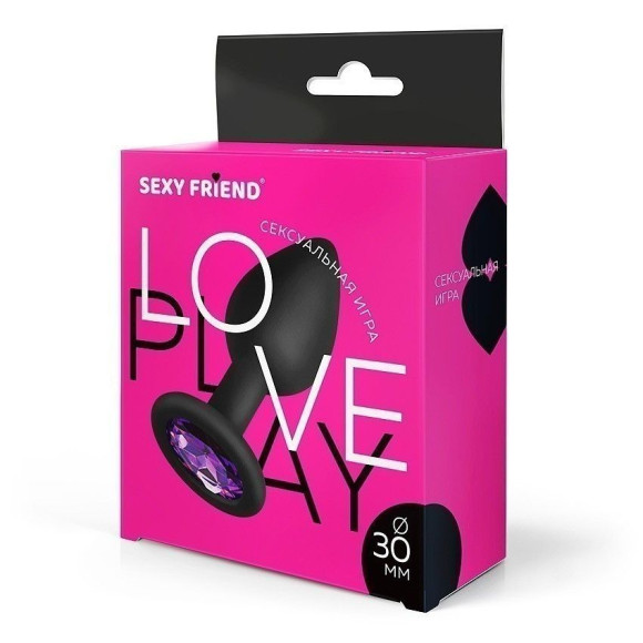 Черная силиконовая анальная втулка с фиолетовым кристаллом - 7,3 см. Черная силиконовая анальная втулка с фиолетовым кристаллом - 7,3 см.