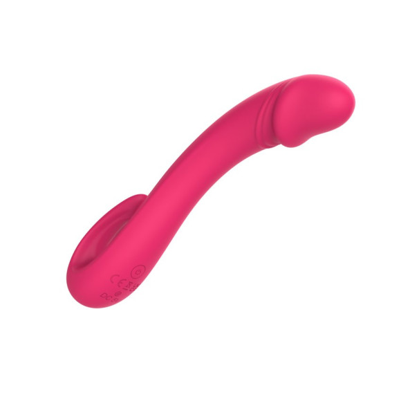 Розовый изогнутый вибромассажер-реалистик - 19,4 см. Розовый изогнутый вибромассажер-реалистик - 19,4 см.