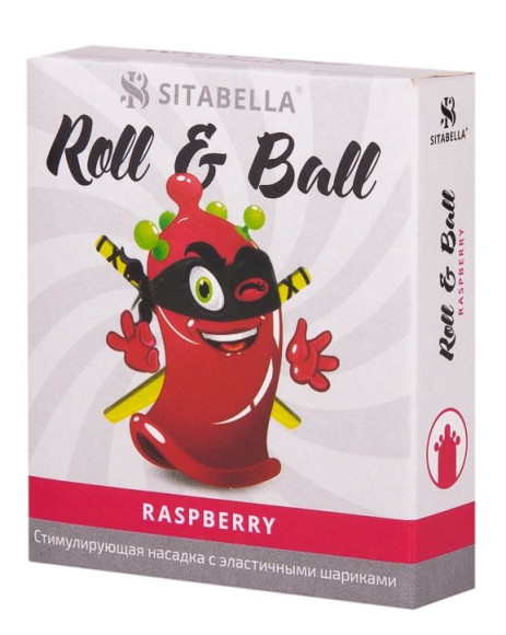 Стимулирующий презерватив-насадка Roll & Ball Raspberry Стимулирующий презерватив-насадка Roll & Ball Raspberry