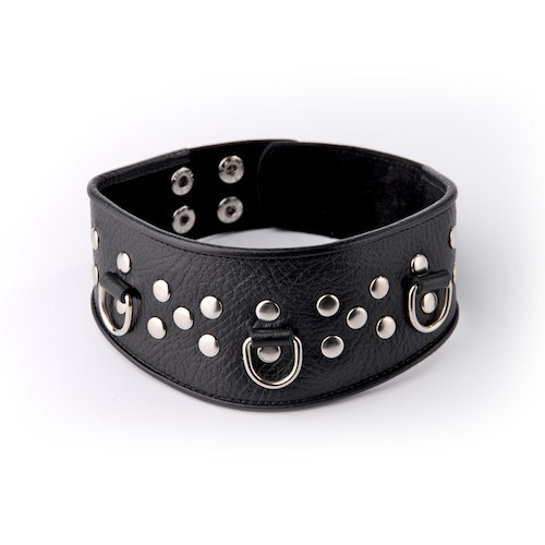 Кожаный черный ошейник с велюровой подкладкой Кожаный черный ошейник с велюровой подкладкой
