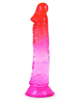 Яркий розово-красный фаллоимитатор с присоской