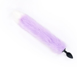 Черная анальная пробка с сиреневым хвостом Черная анальная пробка с сиреневым хвостом