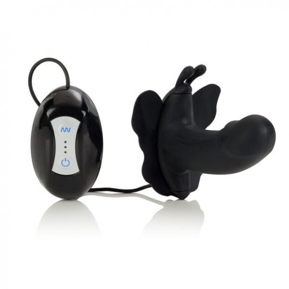 Силиконовый черный вибратор-бабочка LOVE RIDER Силиконовый черный вибратор-бабочка LOVE RIDER