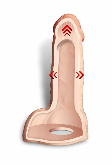 Телесный фаллоудлинитель с мошонкой Cock Next - 19 см. Телесный фаллоудлинитель с мошонкой Cock Next - 19 см.