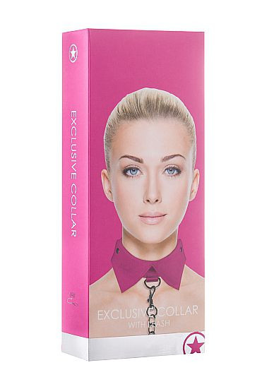 Розовый кожаный воротник с поводком Розовый кожаный воротник с поводком