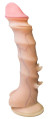 Телесный фаллоимитатор с шипиками и присоской - 21,5 см.