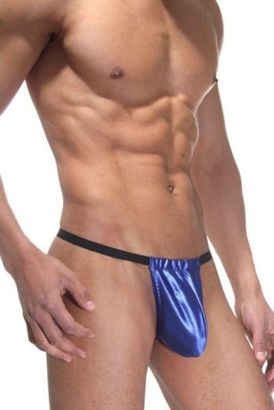 Синие пикантные трусы из блестящей ткани Синие пикантные трусы из блестящей ткани