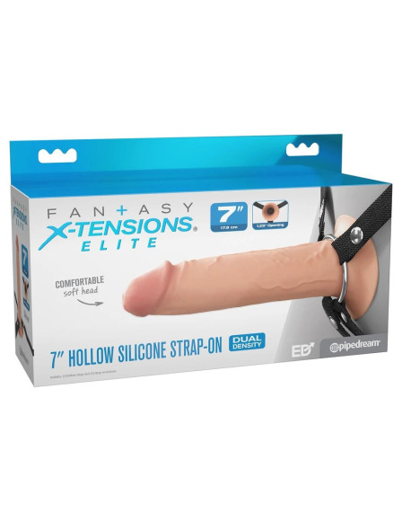 Телесный полый страпон на черных ремнях Hollow Silicone Strap-on - 17,8 см. Телесный полый страпон на черных ремнях Hollow Silicone Strap-on - 17,8 см.