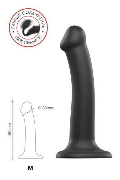 Черный фаллос на присоске Silicone Bendable Dildo M - 18 см. Черный фаллос на присоске Silicone Bendable Dildo M - 18 см.