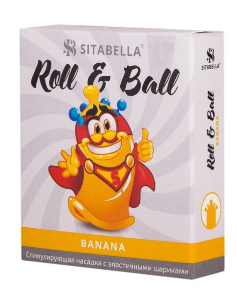 Стимулирующий презерватив-насадка Roll & Ball Banana Стимулирующий презерватив-насадка Roll & Ball Banana