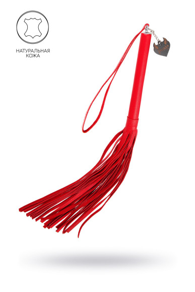 Красная кожаная плеть с петлёй - 50 см. Красная кожаная плеть с петлёй - 50 см.
