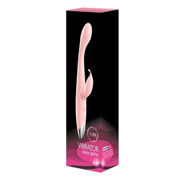 Розовый вибромассажёр для G-стимуляции с клиторальным отростком Розовый вибромассажёр для G-стимуляции с клиторальным отростком