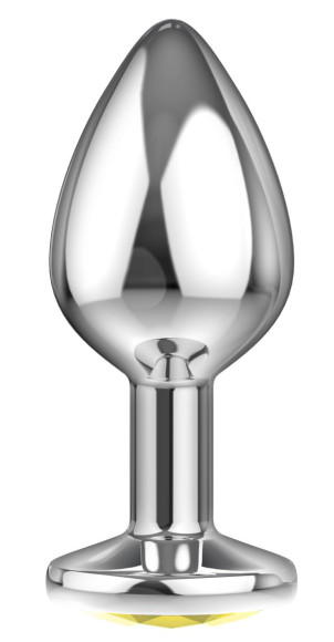 Малая серебристая анальная пробка Diamond Yellow Sparkle Small с жёлтым кристаллом - 7 см. Малая серебристая анальная пробка Diamond Yellow Sparkle Small с жёлтым кристаллом - 7 см.