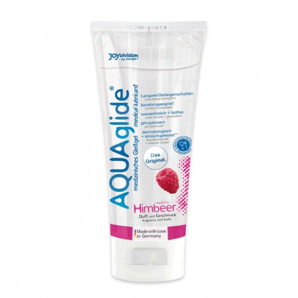 Гель-лубрикант на водной основе AQUAglide с ароматом малины - 100 мл. Гель-лубрикант на водной основе AQUAglide с ароматом малины - 100 мл.