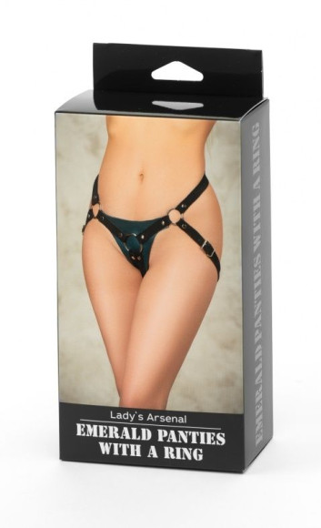Изумрудные трусики с кольцом под насадки и замшевыми ремешками Emerald Panties With A Ring Изумрудные трусики с кольцом под насадки и замшевыми ремешками Emerald Panties With A Ring
