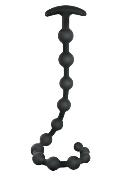 Черная анальная цепочка Ribbed Silicone Anal Beads - 48,3 см.