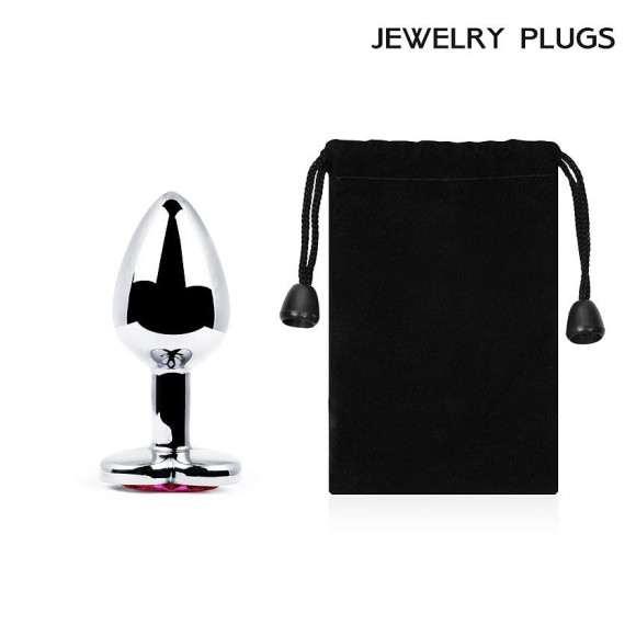 Серебристая анальная пробка с малиновым кристаллом-сердечком - 7 см. Серебристая анальная пробка с малиновым кристаллом-сердечком - 7 см.