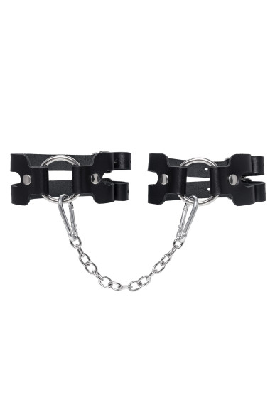 Черные кожаные оковы из двух ремешков Черные кожаные оковы из двух ремешков