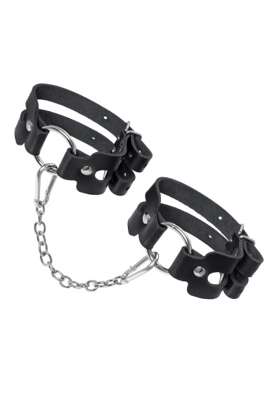 Черные кожаные оковы из двух ремешков Черные кожаные оковы из двух ремешков