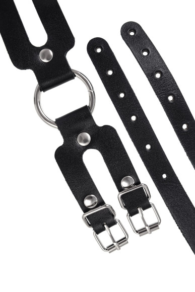 Черные кожаные оковы из двух ремешков Черные кожаные оковы из двух ремешков