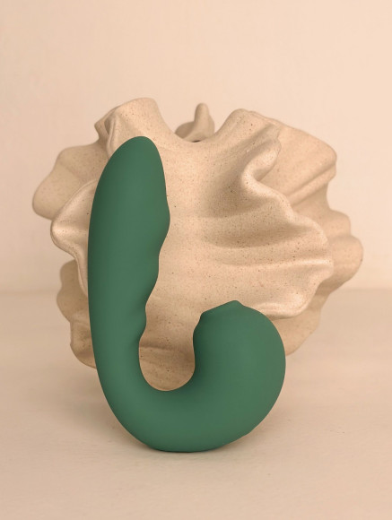 Зеленый вибратор с вакуумной стимуляцией Duo Viro Зеленый вибратор с вакуумной стимуляцией Duo Viro