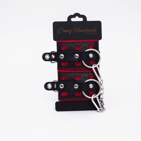 Черно-красные оковы с красной строчкой Sex Черно-красные оковы с красной строчкой Sex