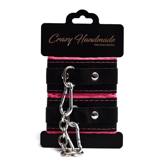 Черно-розовые скругленные наручники с мягкой подкладкой Черно-розовые скругленные наручники с мягкой подкладкой