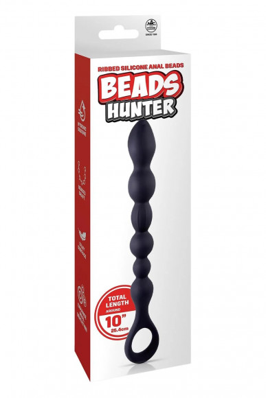 Черная анальная цепочка Beads Hunter - 25,4 см. Черная анальная цепочка Beads Hunter - 25,4 см.