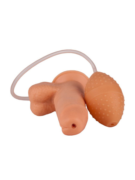 Реалистичный фаллоимитатор на присоске с грушей - 15,5 см. Реалистичный фаллоимитатор на присоске с грушей - 15,5 см.