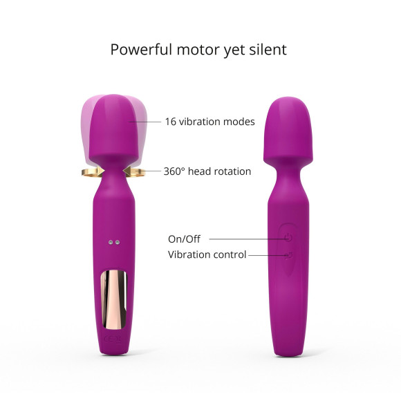Лиловый вибратор с 2 сменными насадками R-Evolution Wand Vibrator with 2 Attachments Лиловый вибратор с 2 сменными насадками R-Evolution Wand Vibrator with 2 Attachments