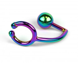 Радужное эрекционное кольцо с анальным плагом Rainbow Horse Shoe Ring with 40mm Diameter Ball Радужное эрекционное кольцо с анальным плагом Rainbow Horse Shoe Ring with 40mm Diameter Ball