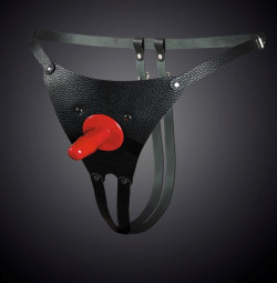 Чёрные кожаные универсальные трусики со штырьком для насадок Чёрные кожаные универсальные трусики со штырьком для насадок