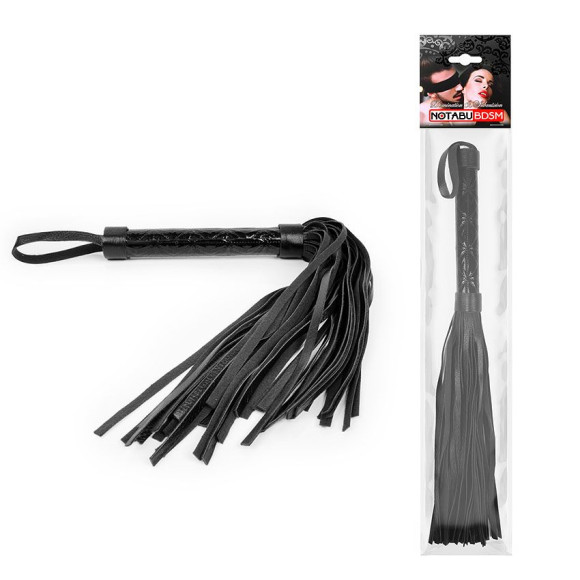 Черная многохвостовая плеть с круглой гладкой ручкой - 38 см. Черная многохвостовая плеть с круглой гладкой ручкой - 38 см.
