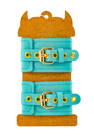 Голубые однослойные кожаные наручники Голубые однослойные кожаные наручники