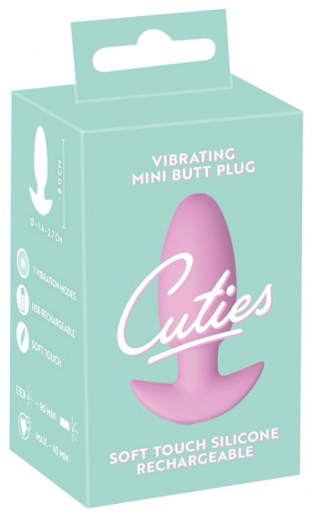 Розовая анальная пробка с вибрацией Cuties Vibrating Mini Butt Plug - 8 см. Розовая анальная пробка с вибрацией Cuties Vibrating Mini Butt Plug - 8 см.