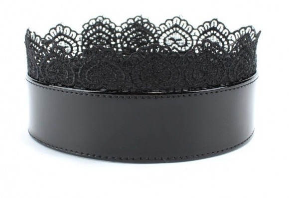 Изящный чёрный ошейник с кружевом Изящный чёрный ошейник с кружевом